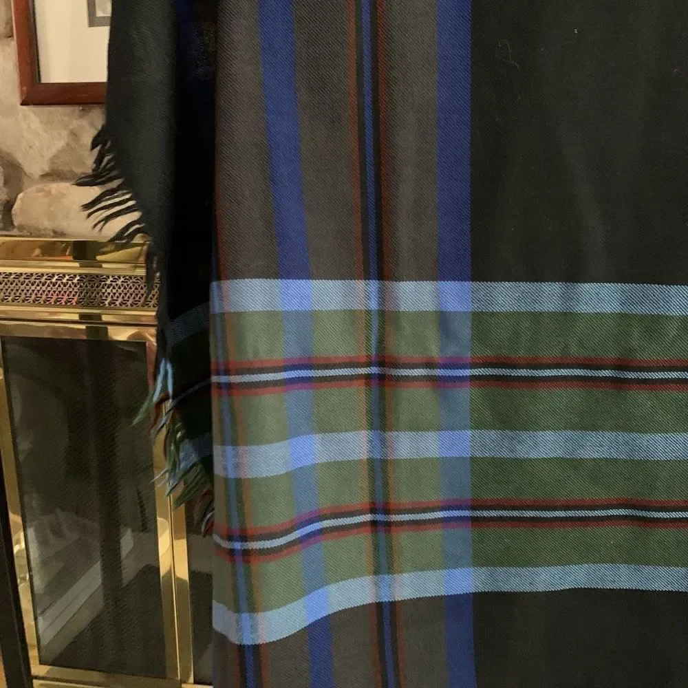 Navy plaid wrap.